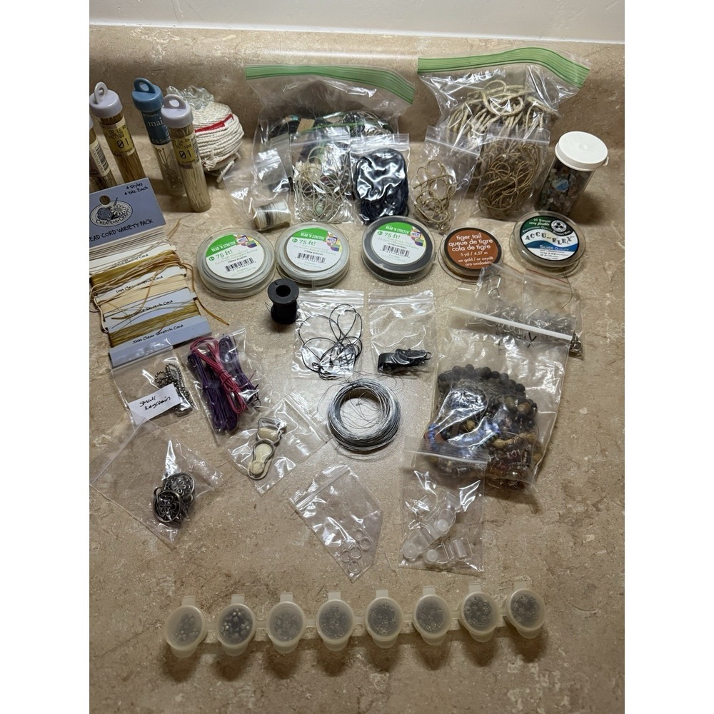 Jewelry Making Supplies Lot Beading Wire Cord Findings Stretch Cord Craft Mix